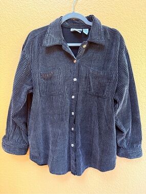 Bill Blass - Men's Corduroy Button-Up Shirt - Dark Grey - Medium